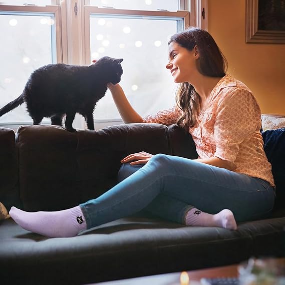 Black Cat Face 10 Pairs Socks Womens Crew Elastic Ankle Length Cotton Socks Aesthetic Cute Lightweight Low Cut Gifts for Women